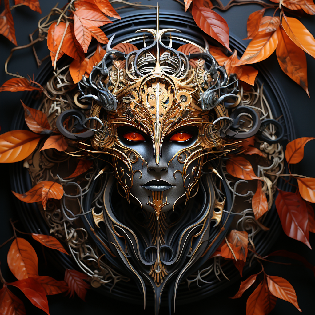 Biomechanical Night Elf Design with Autumn Leaves