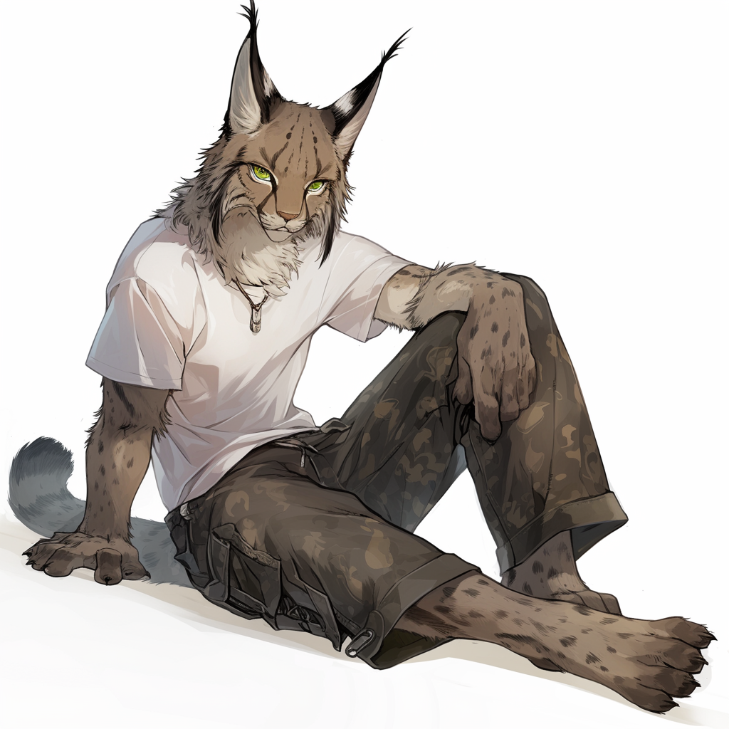 Anthropomorphic lynx full body portrait