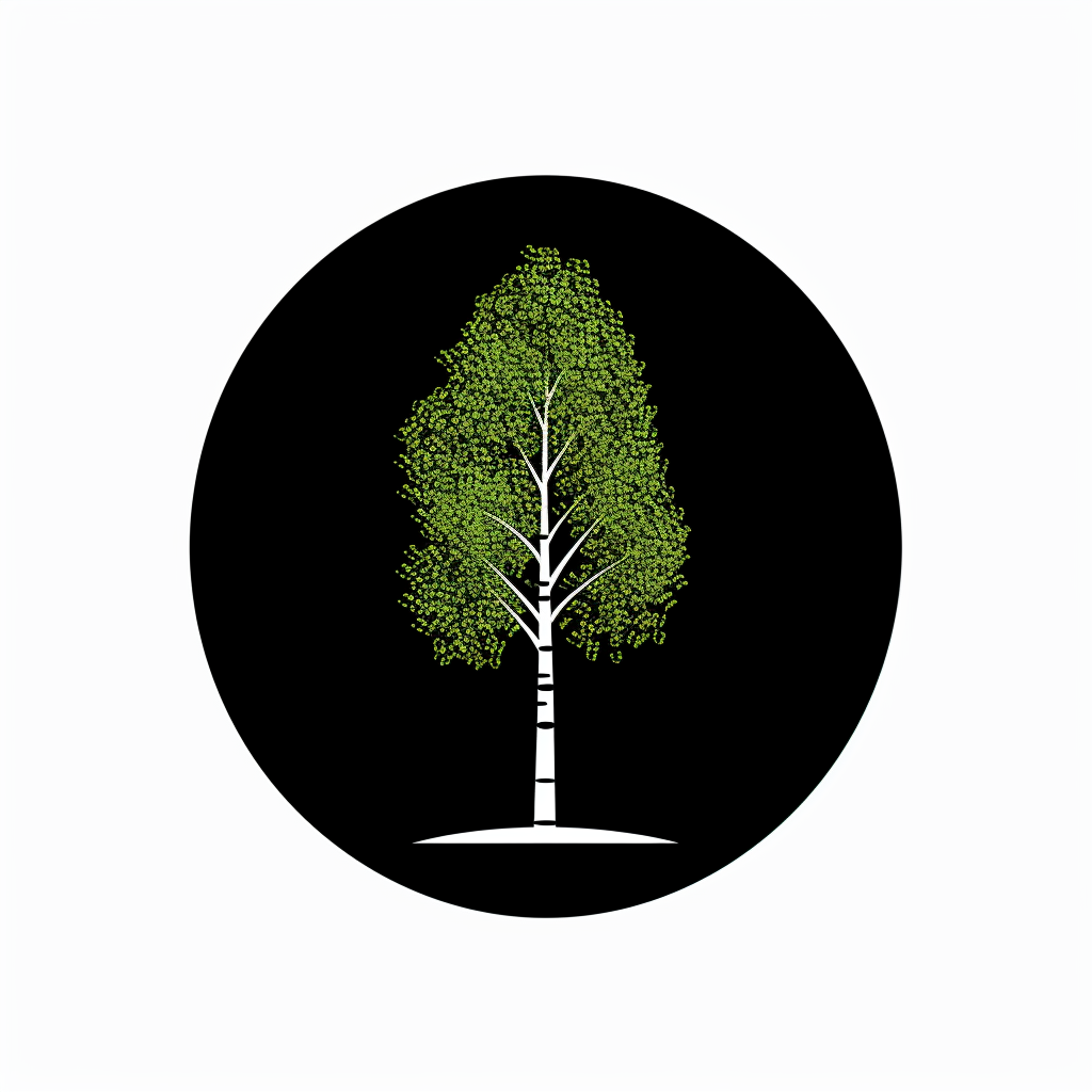 Birch tree in black circle