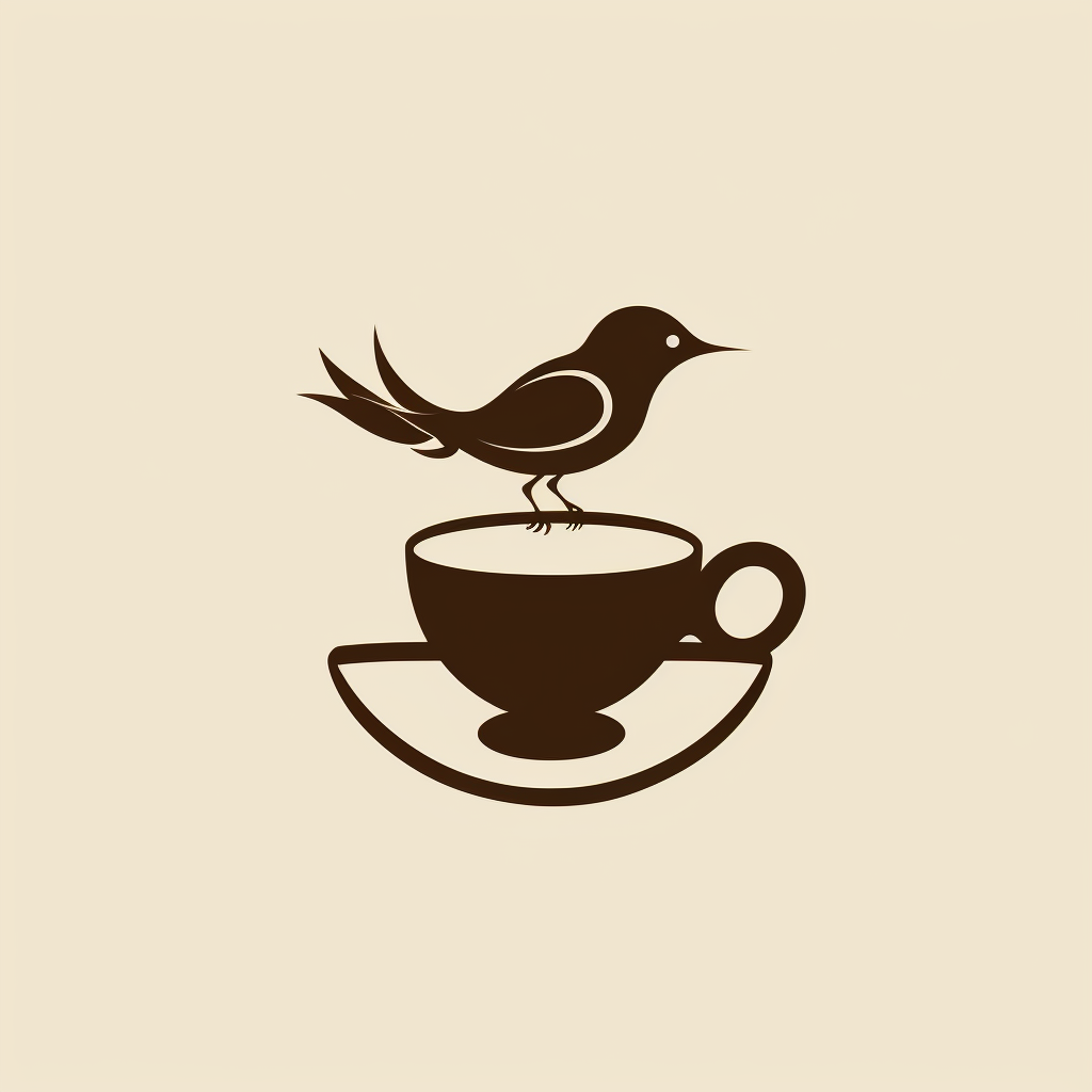 Simplistic bird and coffee cup logo