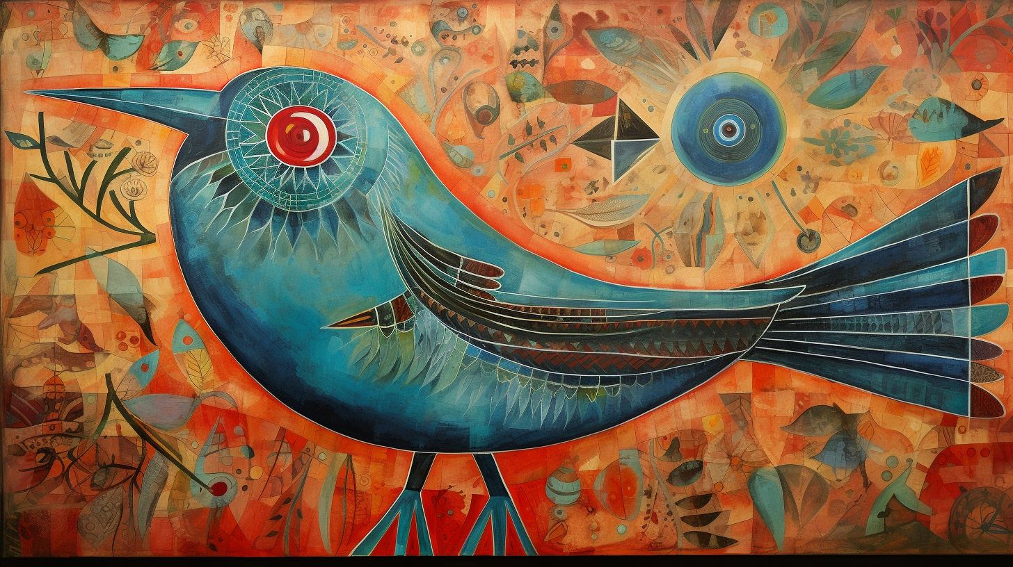 Colorful bird mola artwork