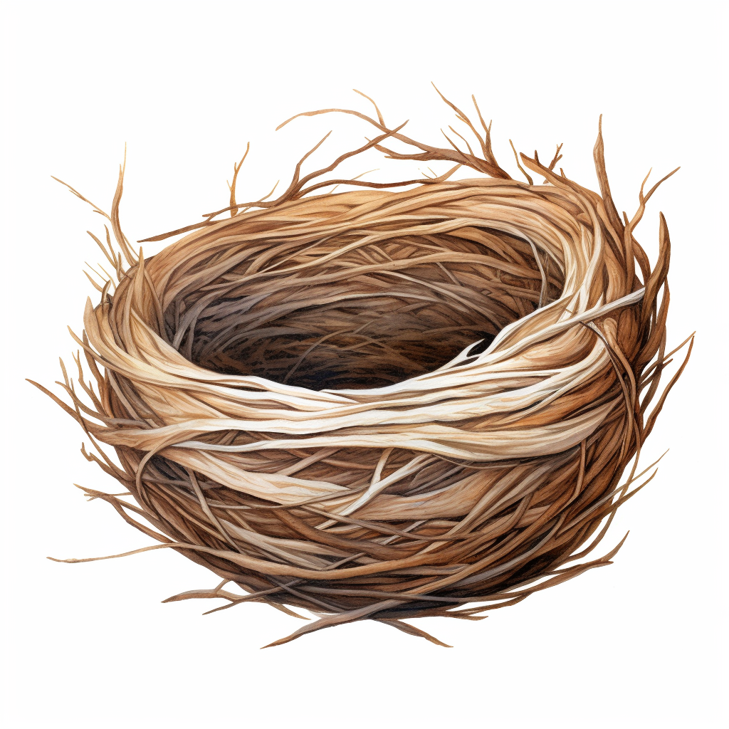 Bird nest on white background