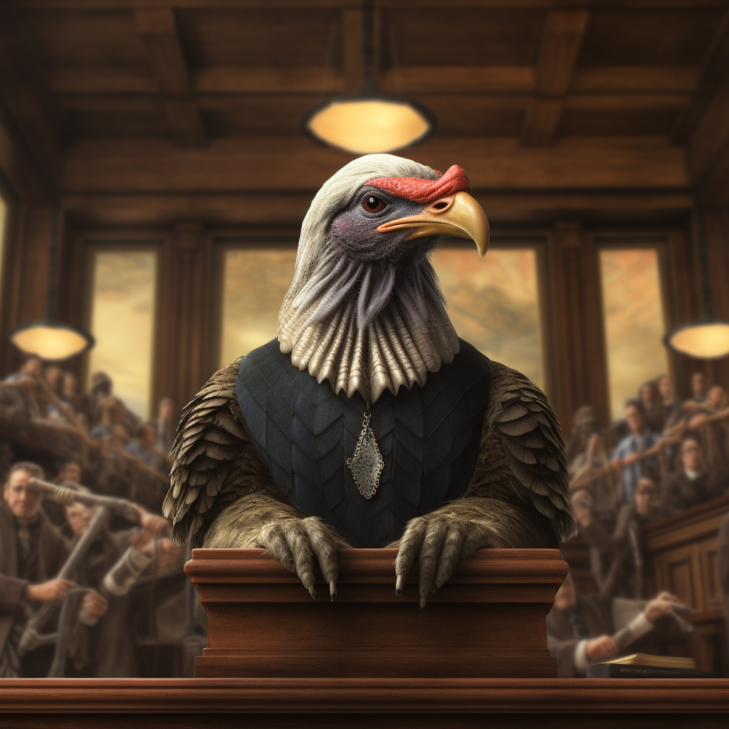 Bird turkey acting as a judge