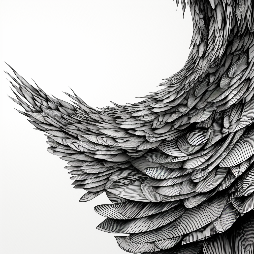 Black and white bird wing illustration