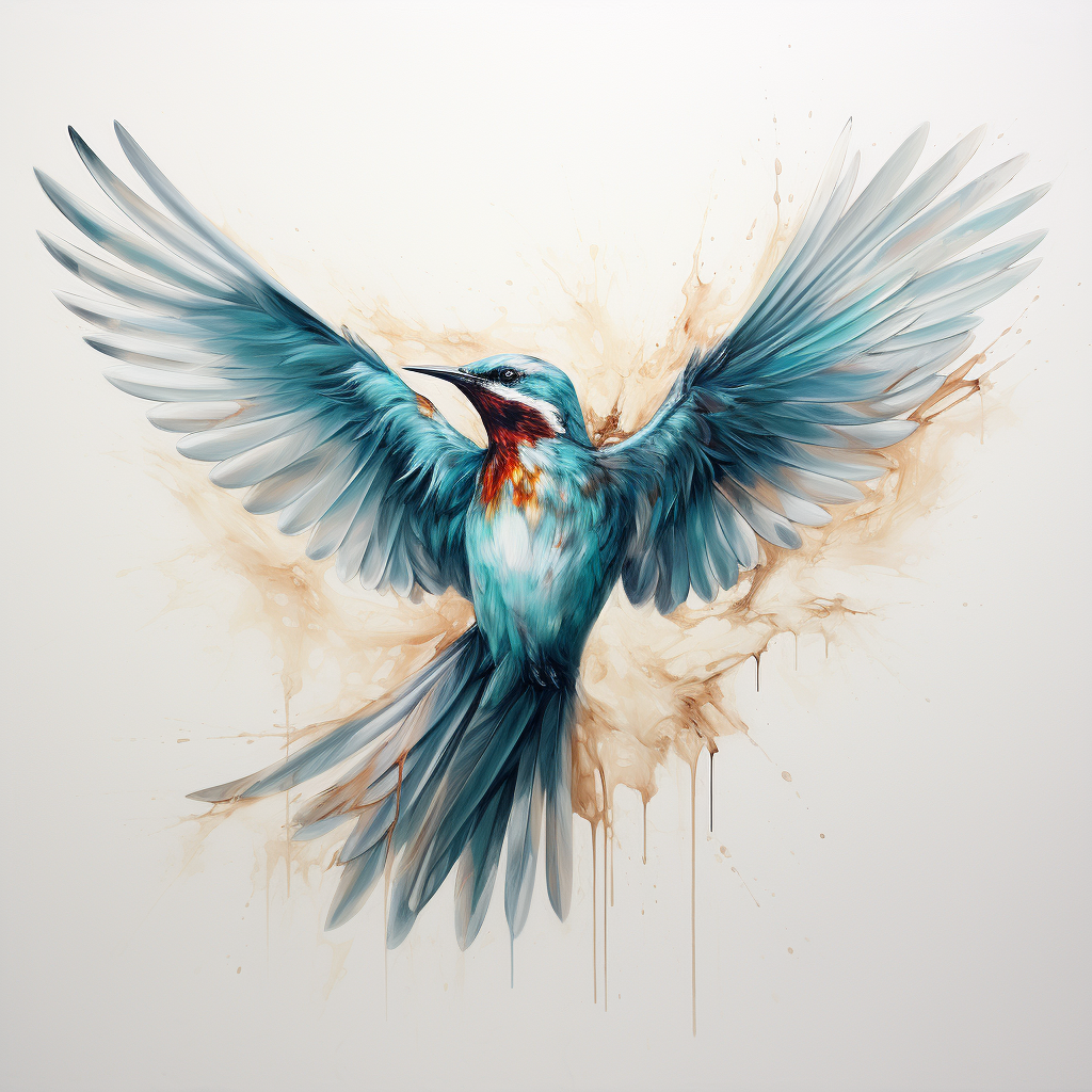 Colorful bird painting with open wings