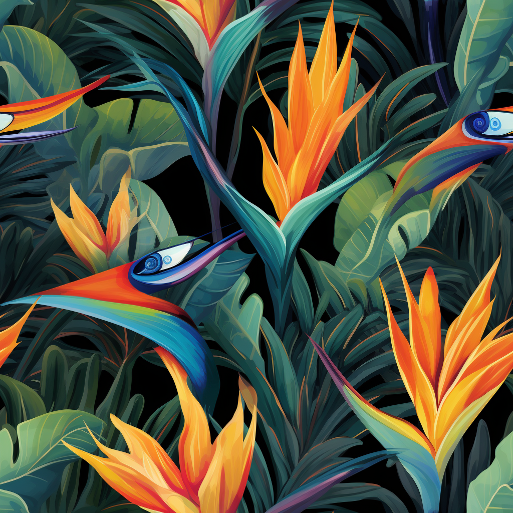 Colorful bird of paradise pattern