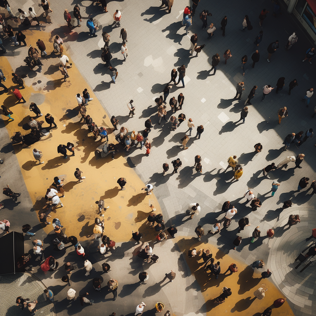 View of a crowd from above