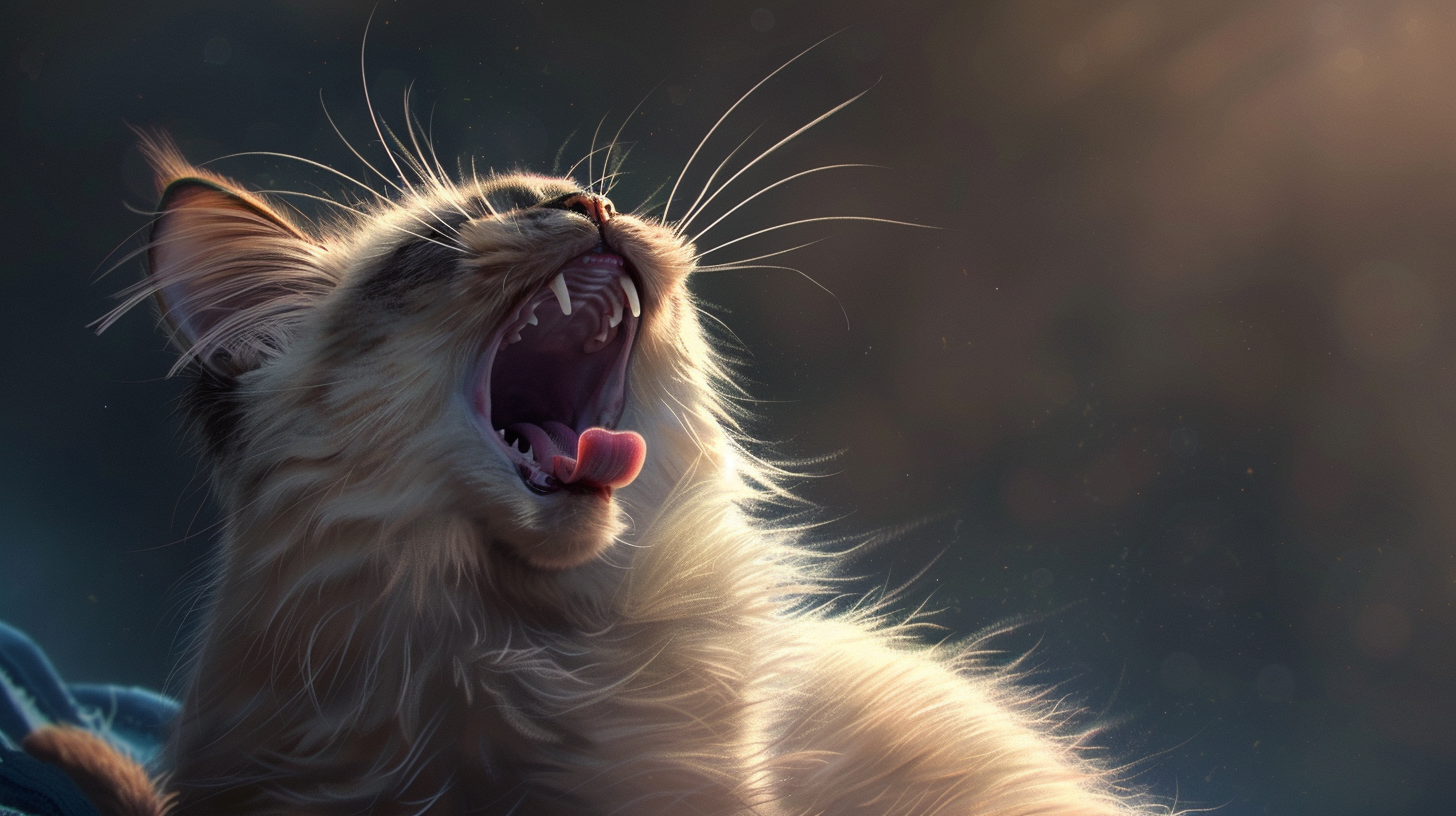 Elegant Birman cat yawning image