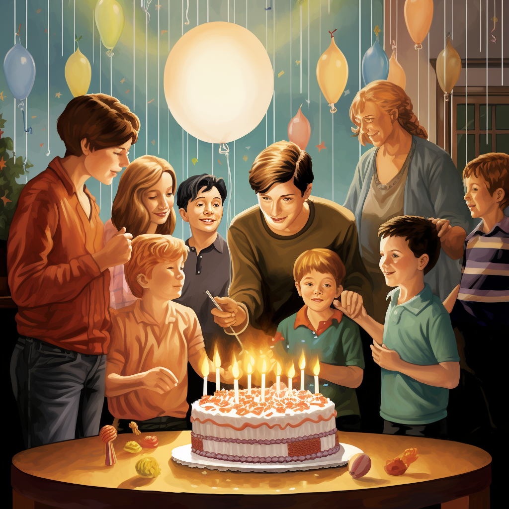 Boy Blowing Out Birthday Candles