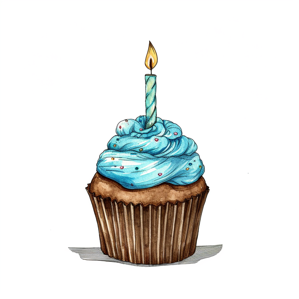 Delicious birthday cupcake with candle