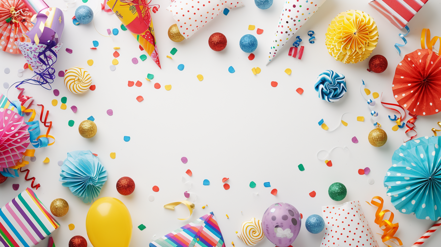 Birthday Party Decorations on White Surface