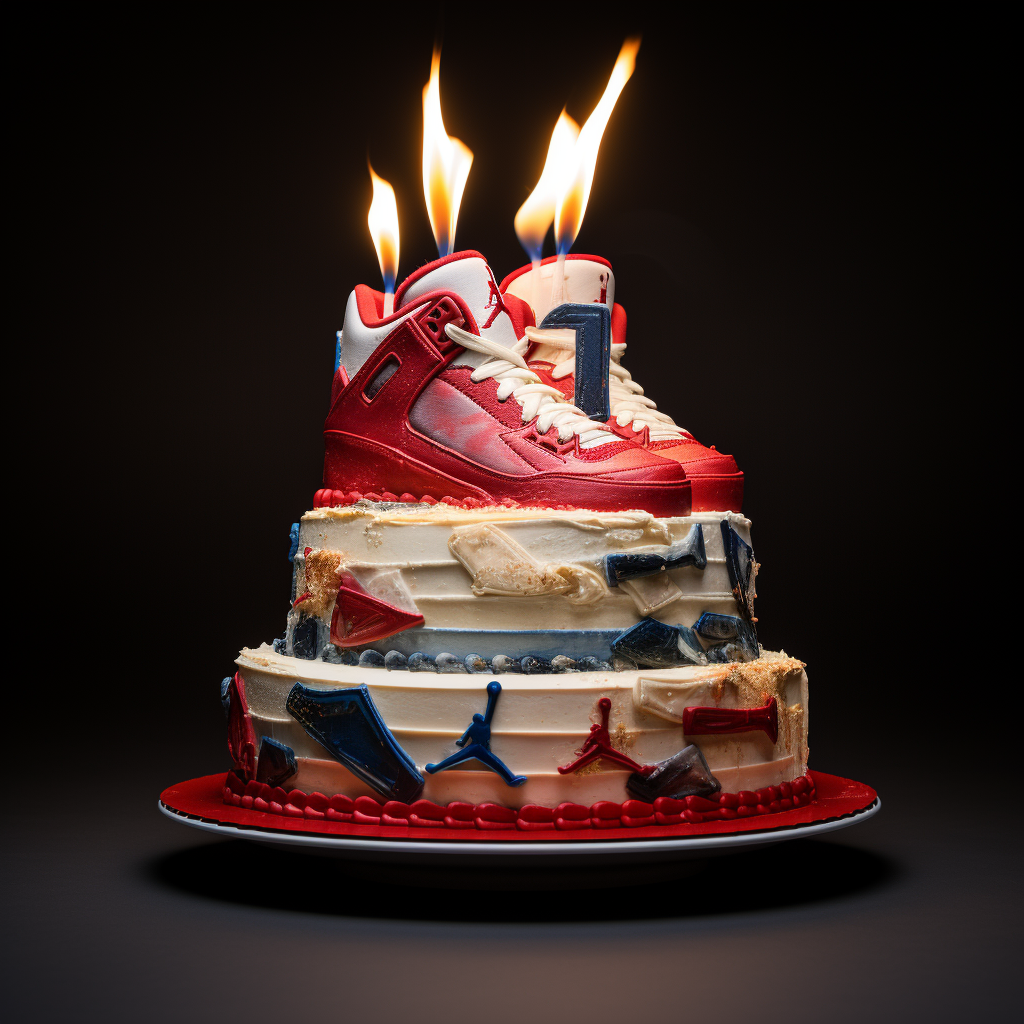 Realistic Air Jordan 4 themed birthday cake