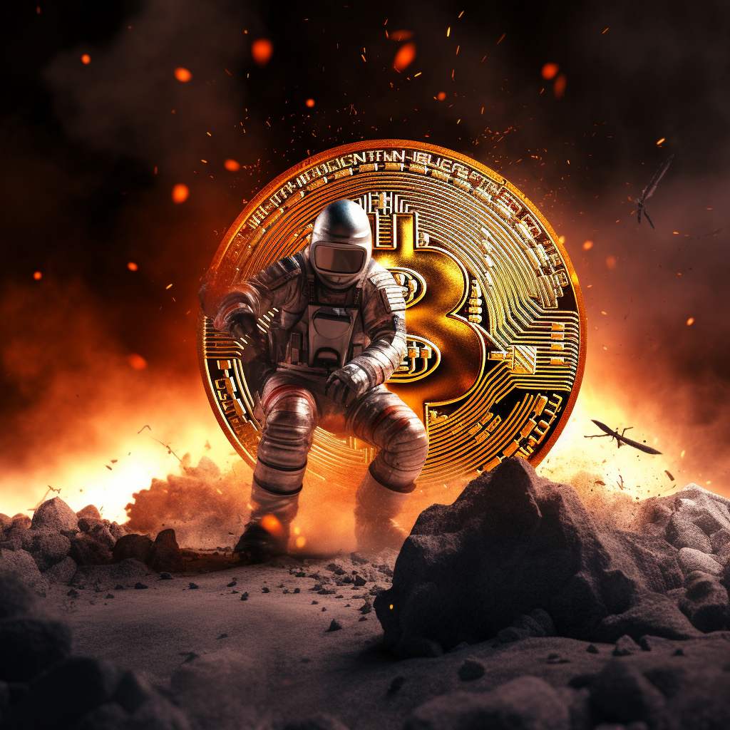 Bitcoin on the Moon: Astronaut with Orange Helmet