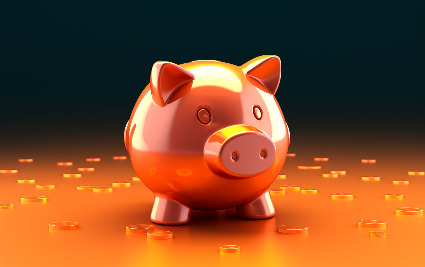 Bitcoin piggy bank with FTX logo