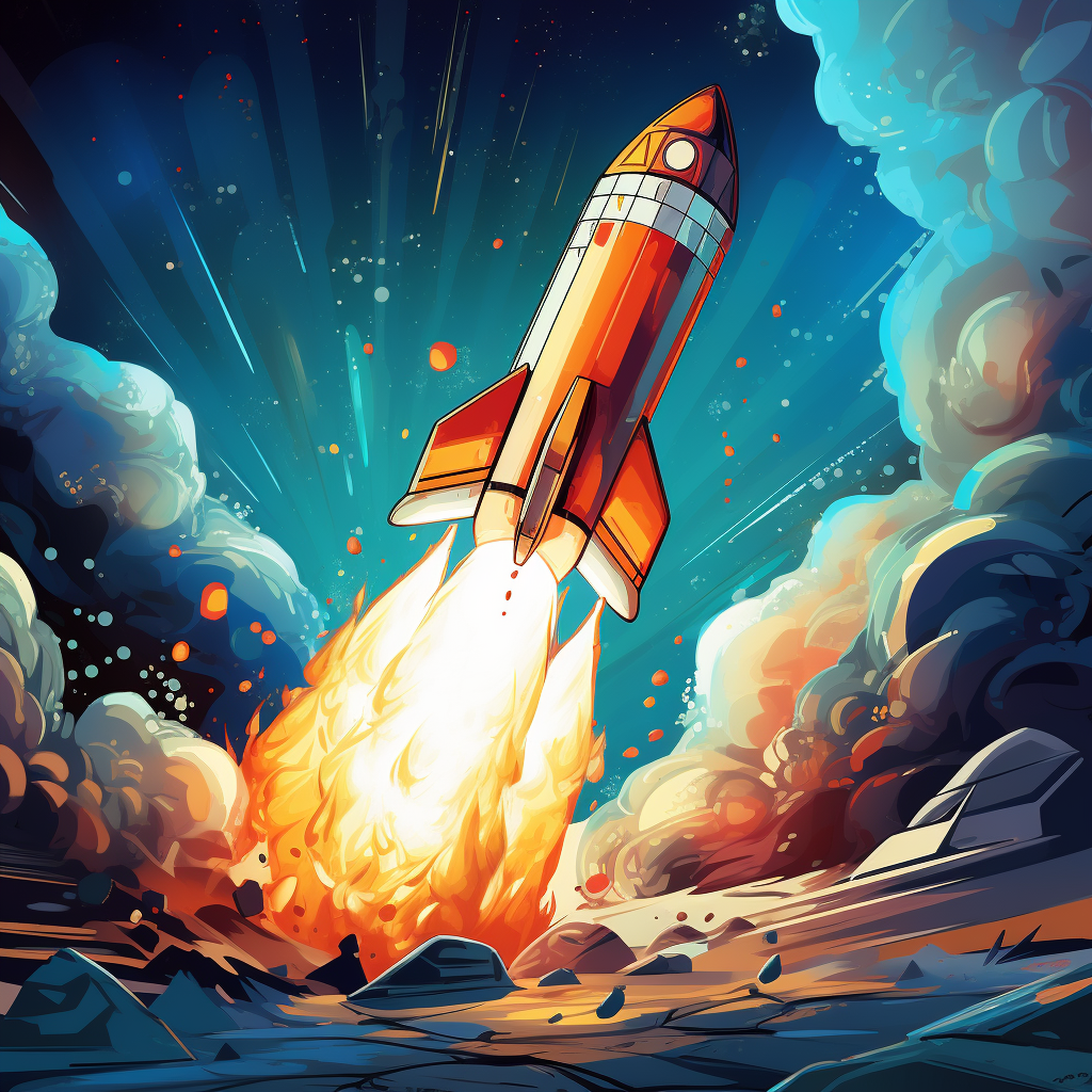 Bitcoin rocket flying towards the moon