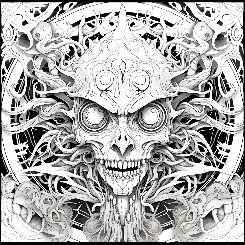 Bizarre Lucid Nightmare Coloring Book Art