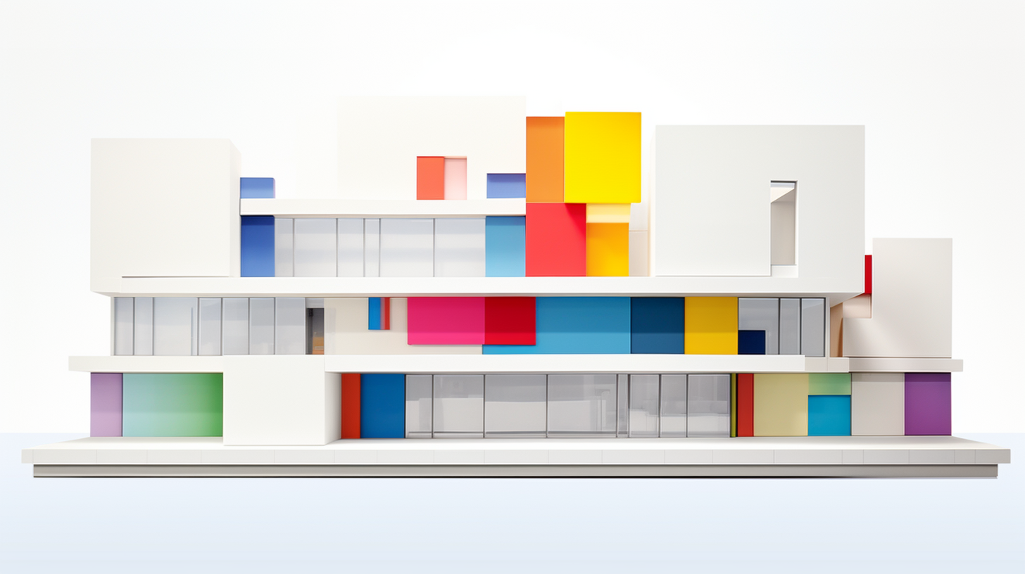 Minimalistic illustration of colorful Bjarke Ingles building