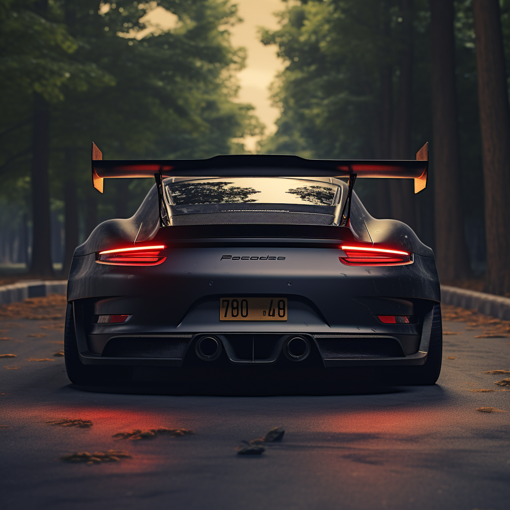 Detailed black 2023 Porsche GT3RS rear view