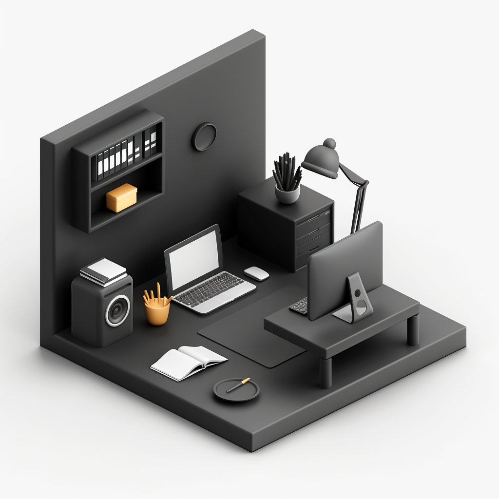 Black 3D Office Website Icon