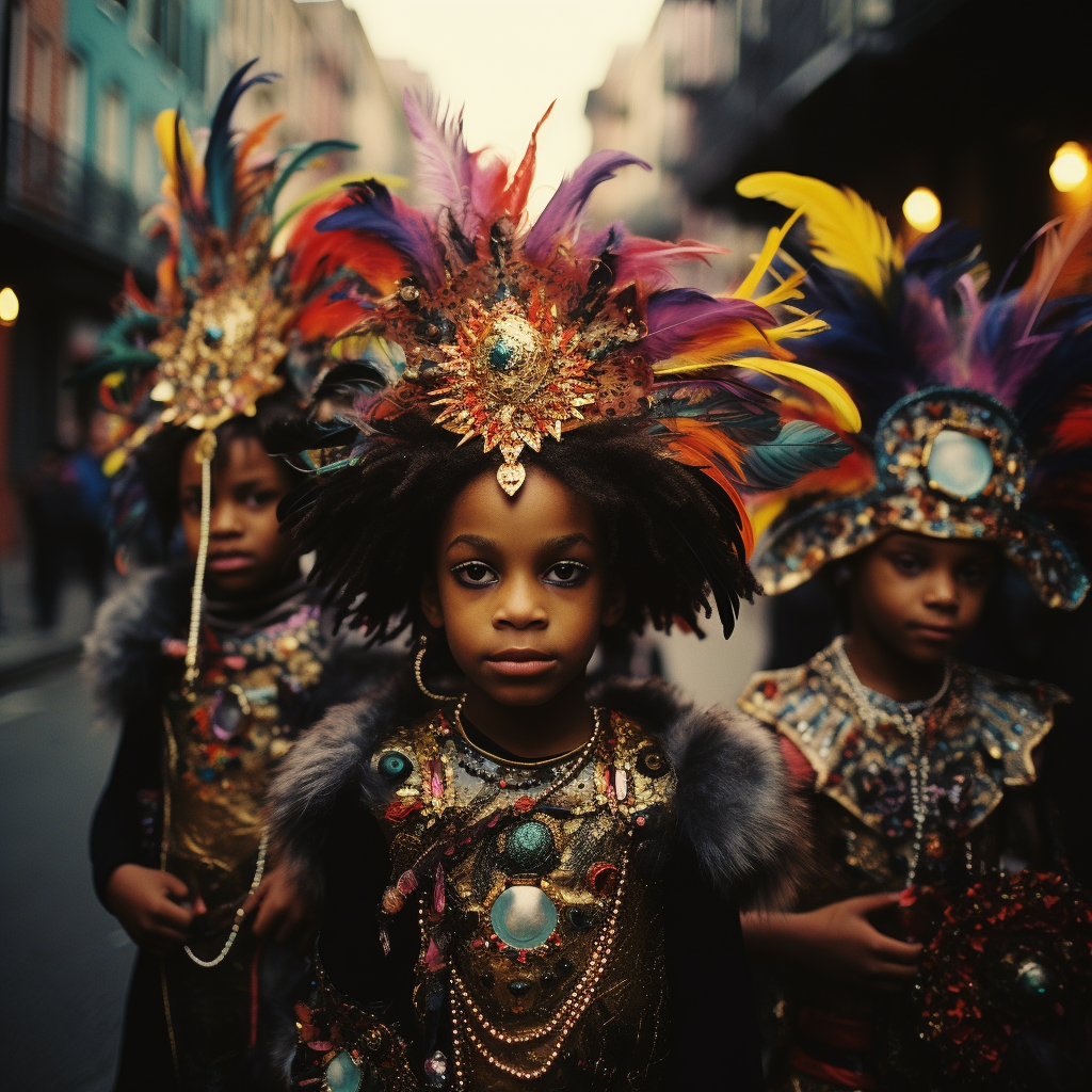 Black African Kids at Vibrant Mardi Gras Event