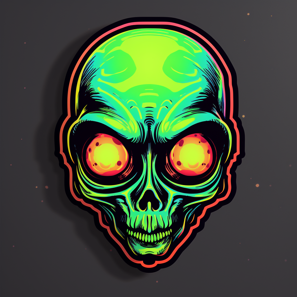 Bold black alien sticker illustration