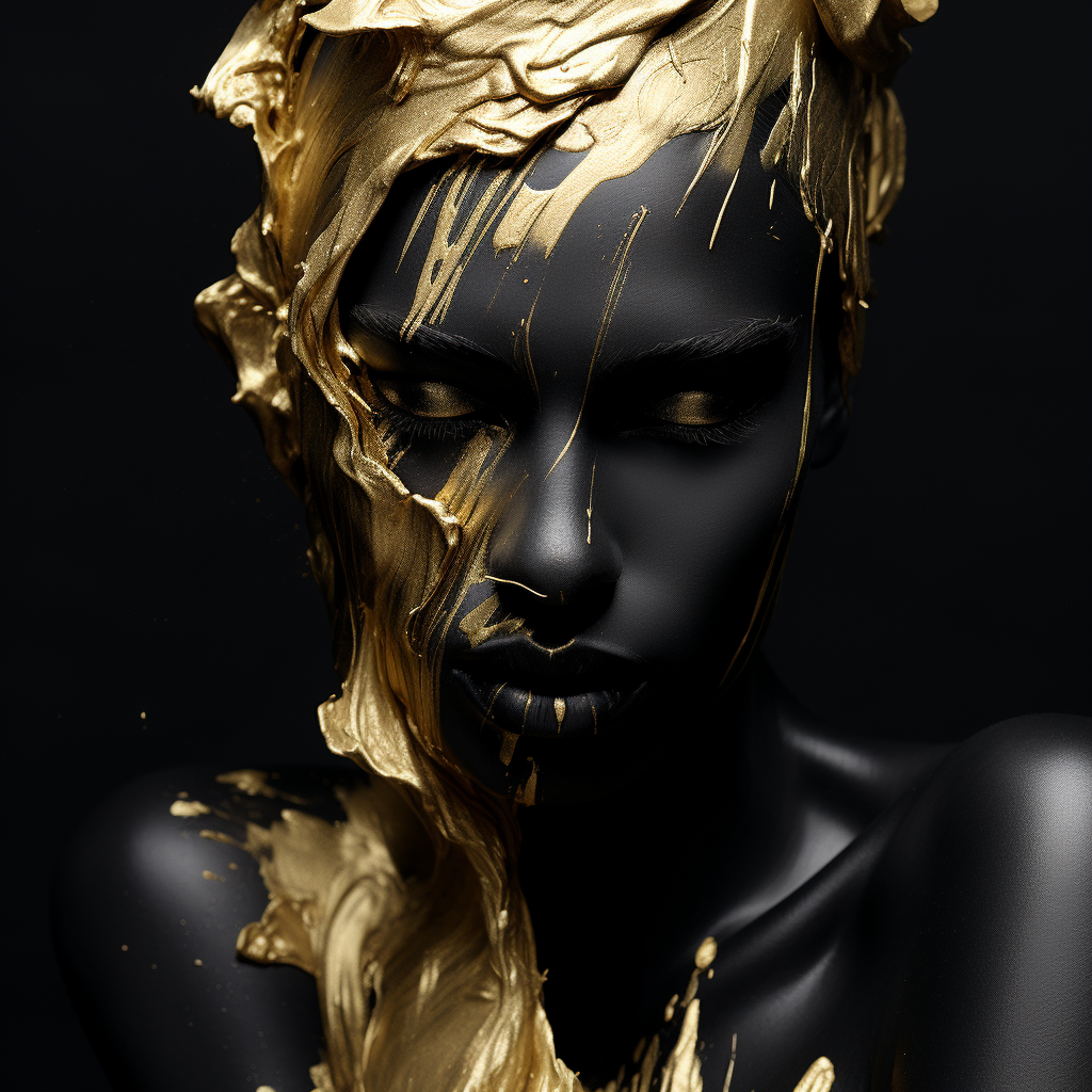 Black and gold spills on dark background