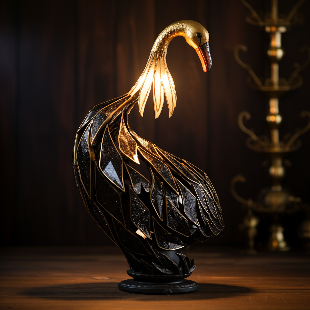 Beautiful black and gold swan lamp