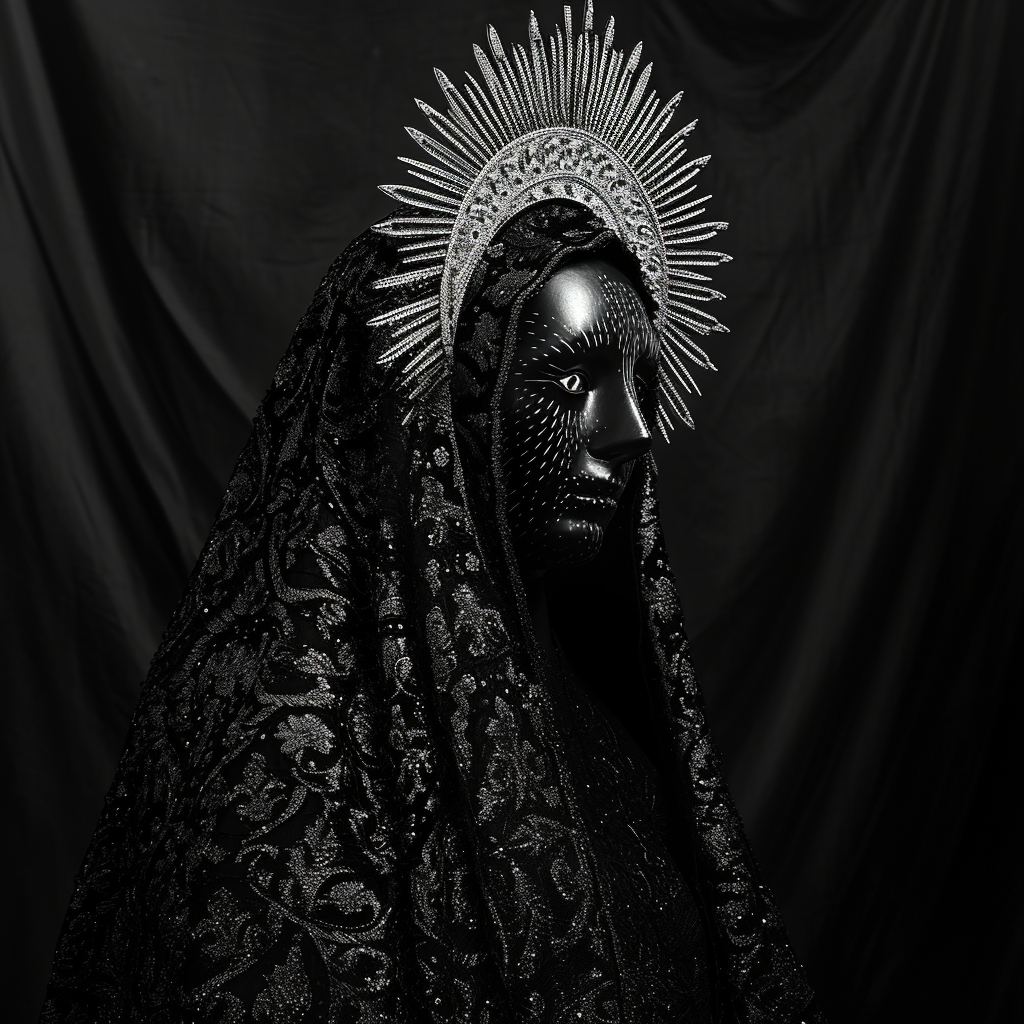 Black and white religious attire with capirotes