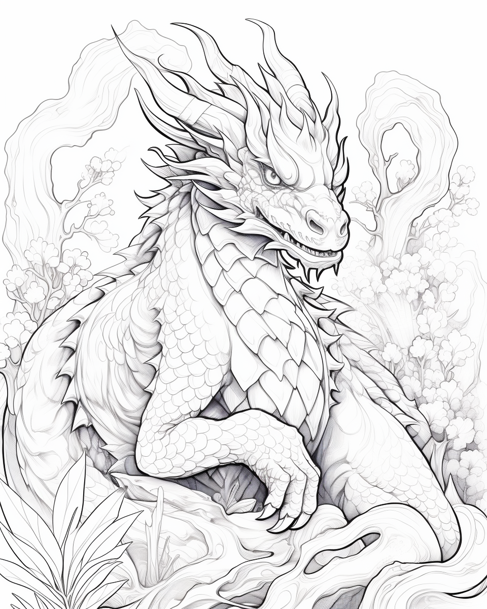 Dragon transforms into bunny coloring page