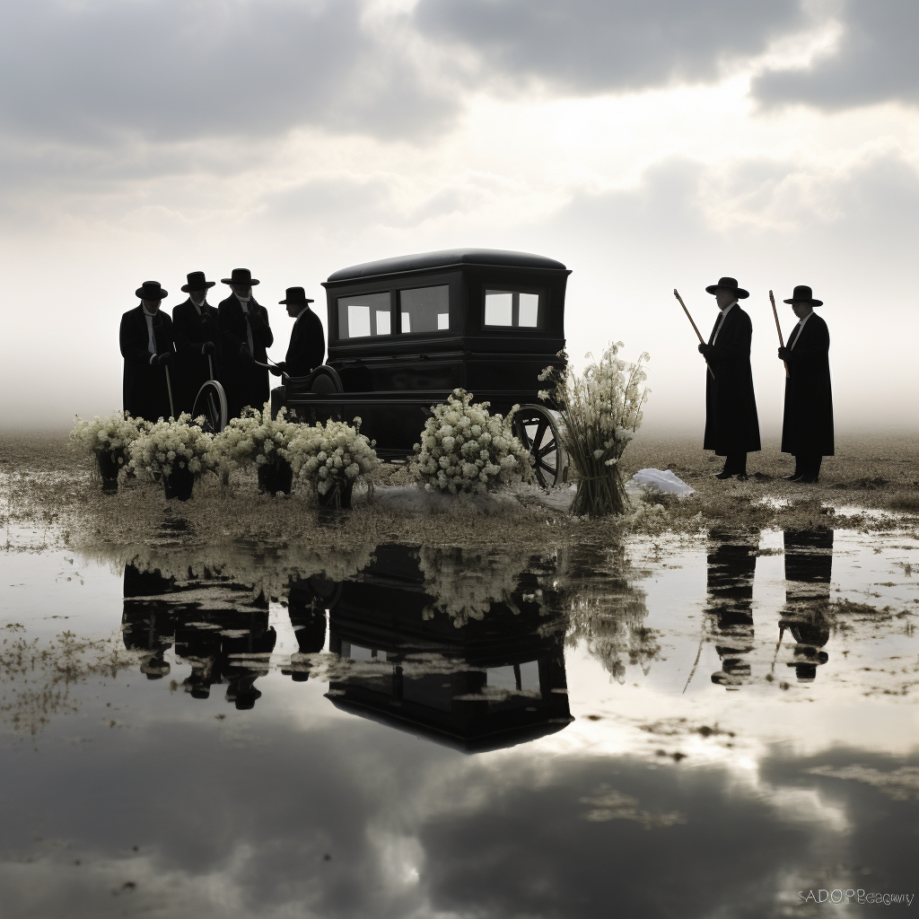 Grieving family at funeral