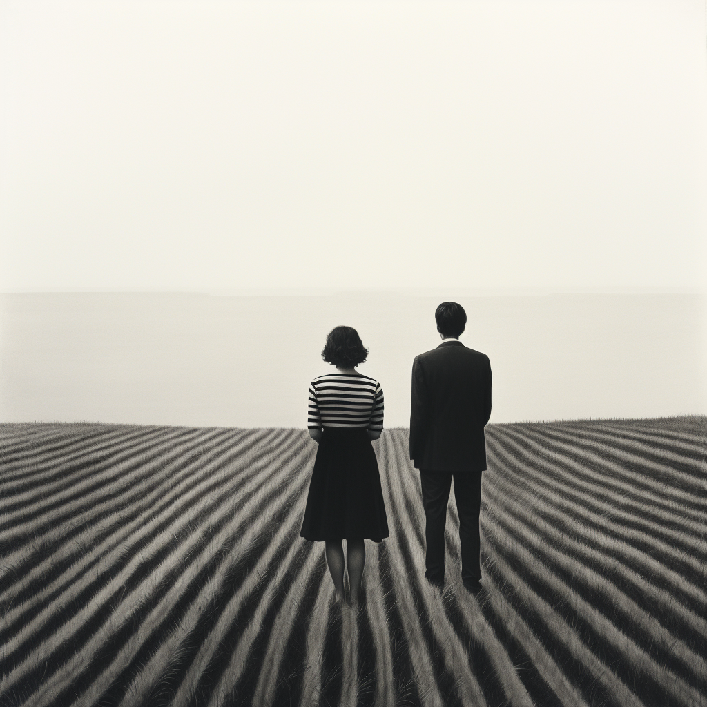 Mysterious couple staring into horizon