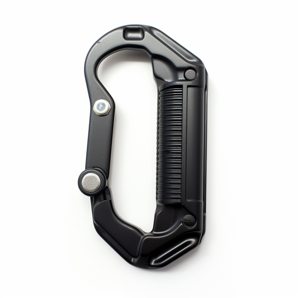 Durable black carabiner with action lock gates