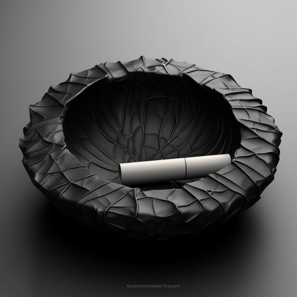 Black ashtray with whiplash curves