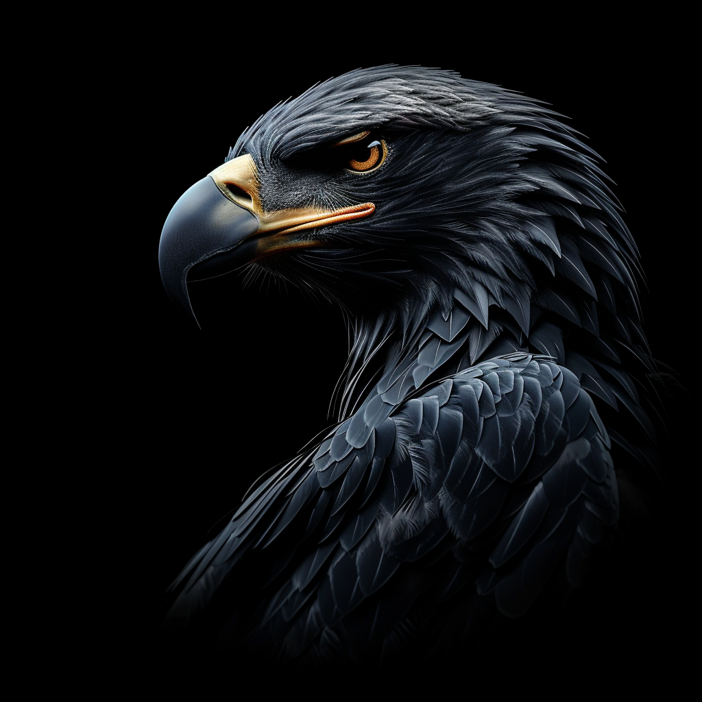 Striking 3D eagle logo on black background