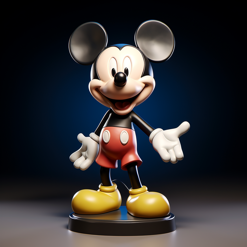 Mickey Mouse 3D Statue on Black Background