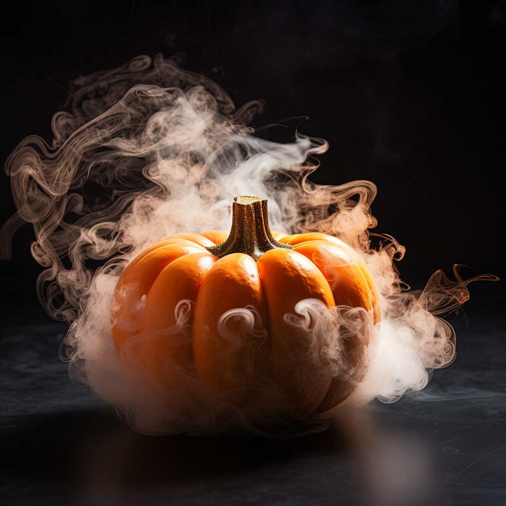 Pumpkin with Smoke on Black Background