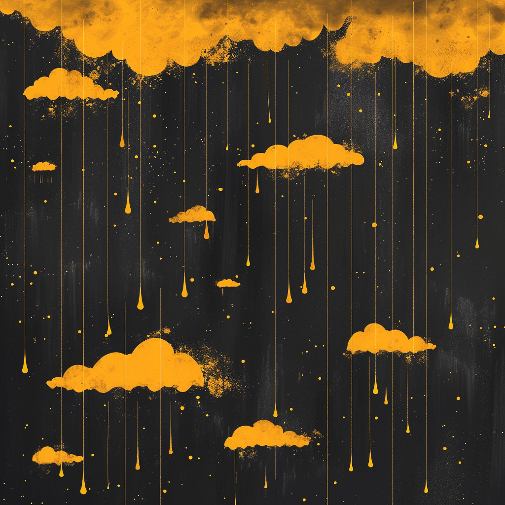 Black Background Yellow Clouds Golden Rain