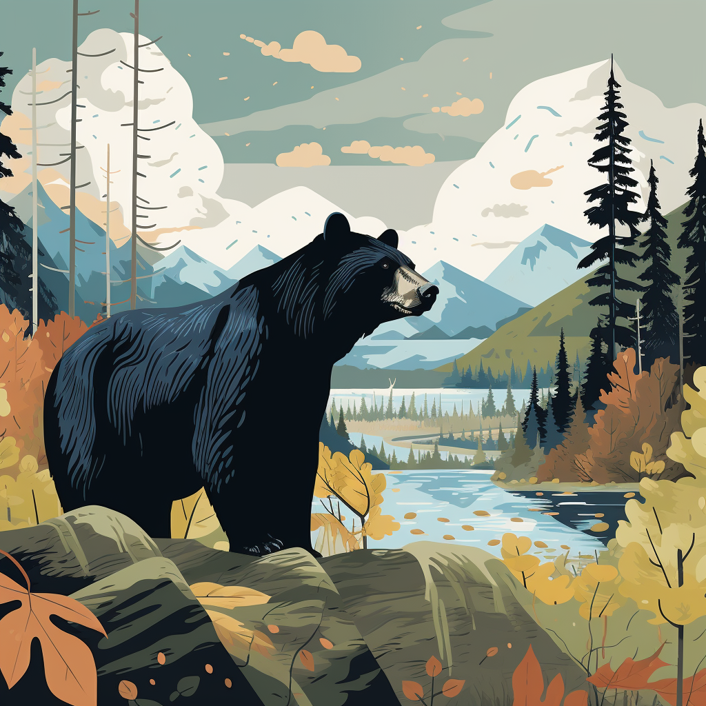 Illustration of a black bear in Canada