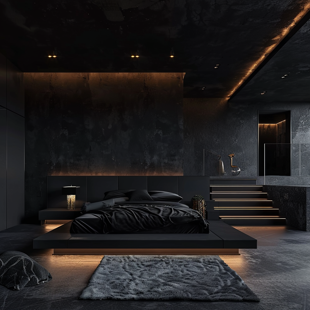 Virtual Reality Black Bedroom