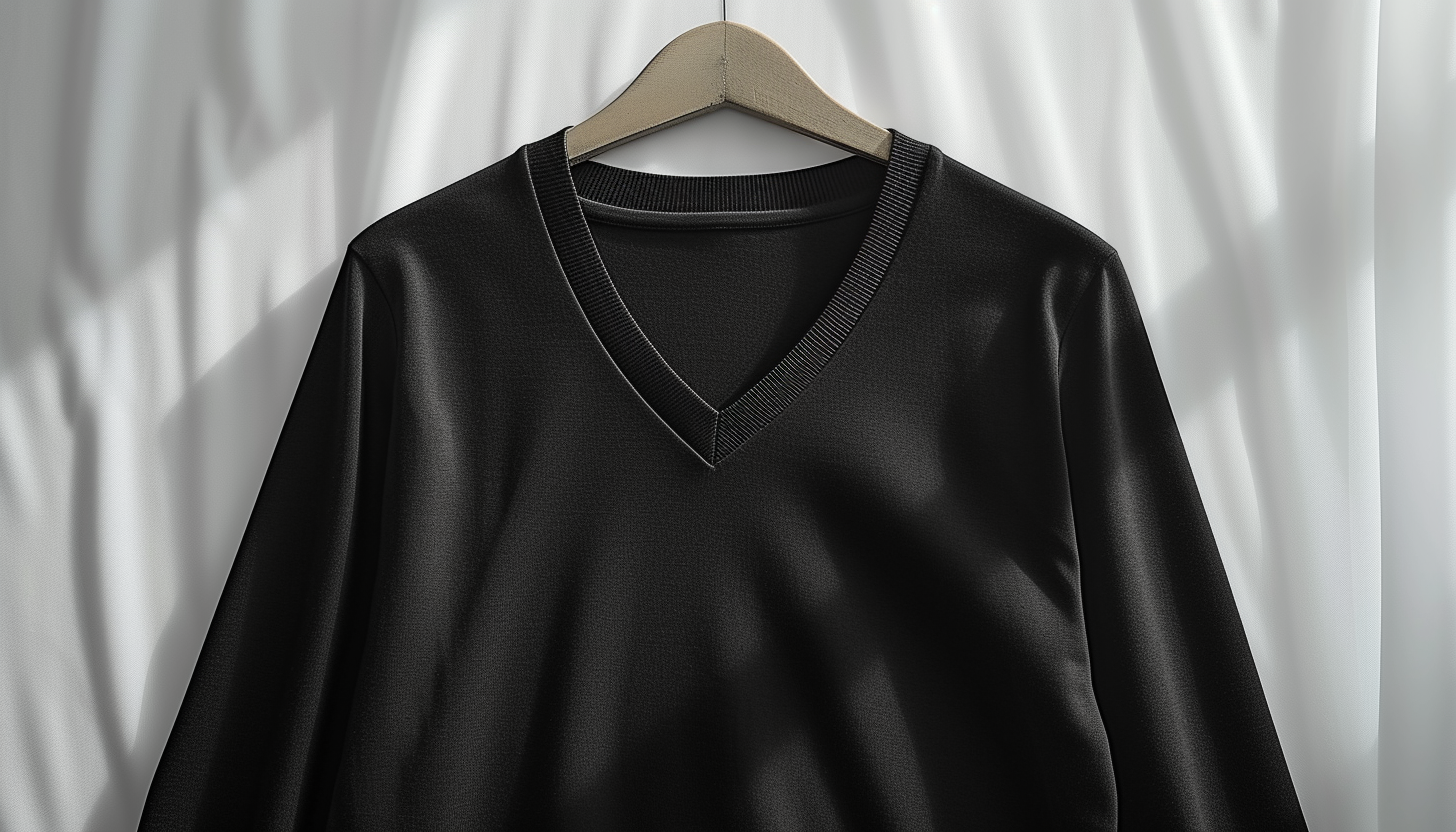 Black Blank Long Sleeve V-Neck T-Shirt Photo