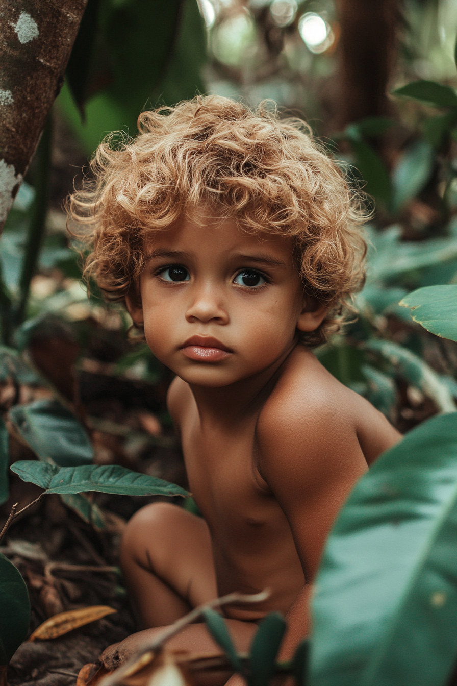 Black boy toddler playing