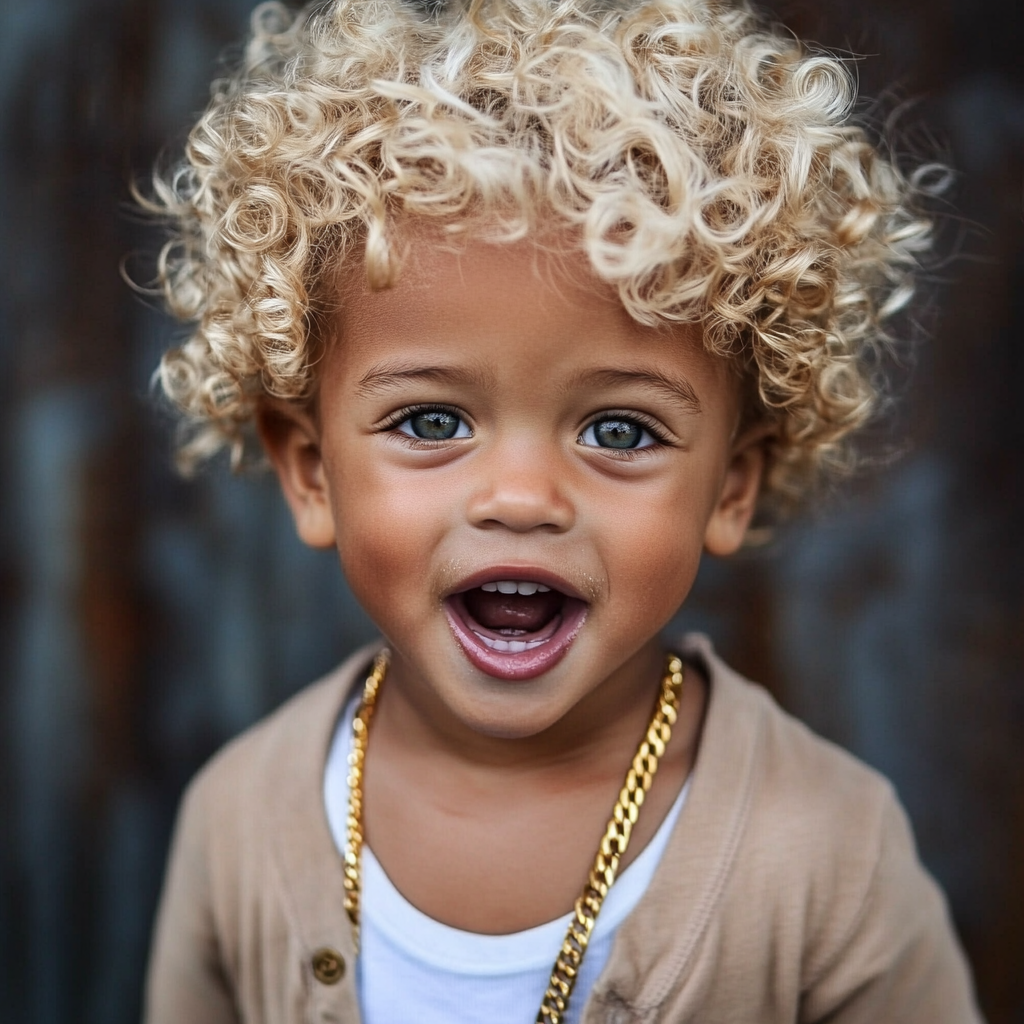 Curly blonde hair kid fashion