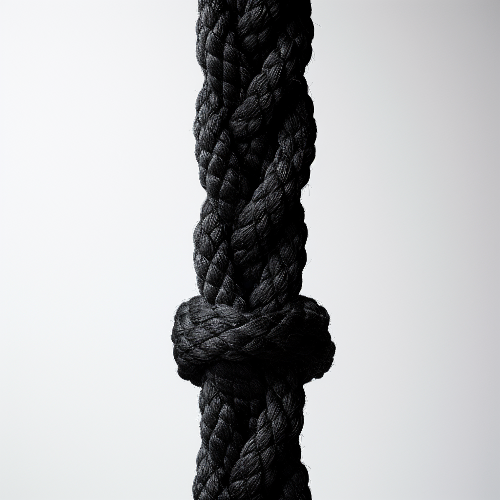 Black braided pole on white background