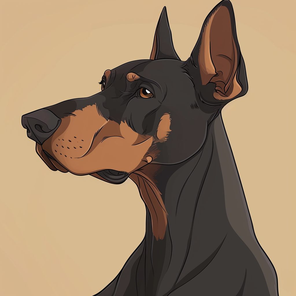 Doberman dog illustration in Aristocats style