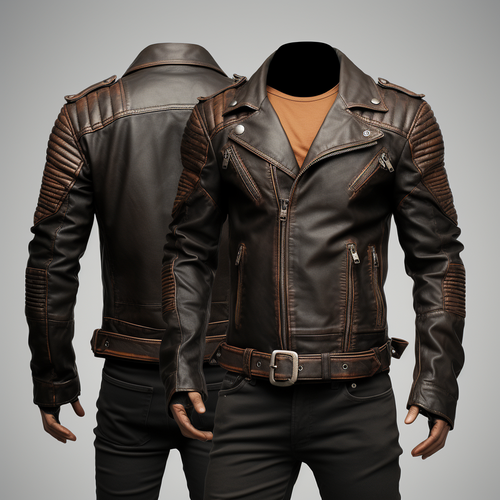 Stylish black-brown biker leather jacket