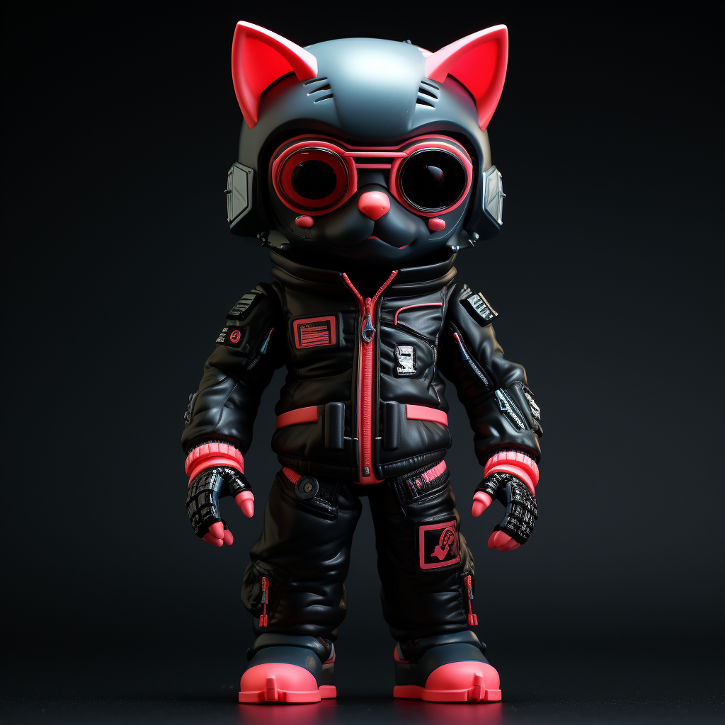 Fashionable black cat in astronaut suit