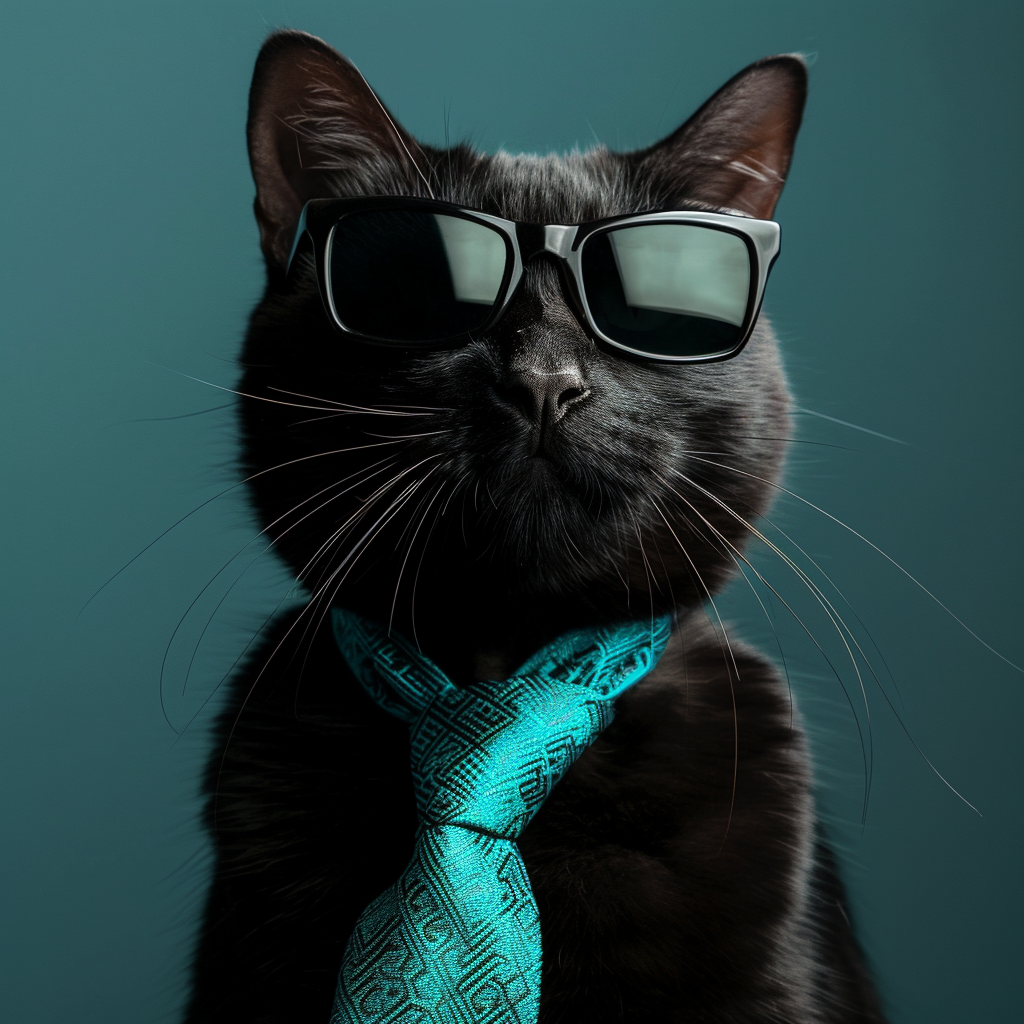 Black Cat Spy Sunglasses Turquoise Tie