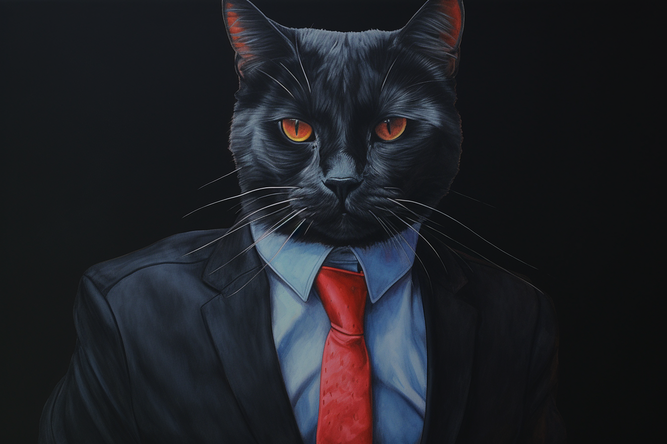 Colorful black cat suit painting