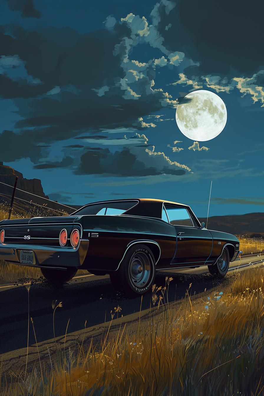 Black Chevrolet El Camino speeding through the Badlands