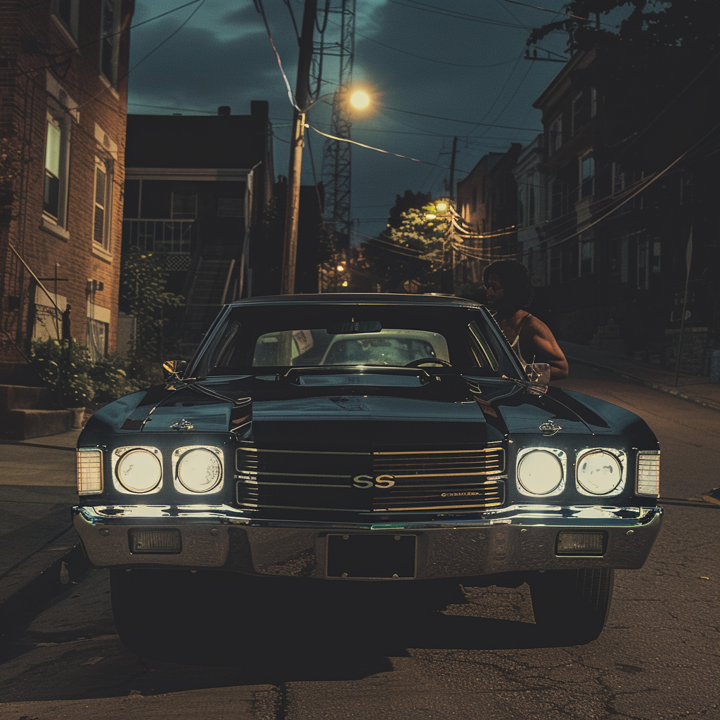 Young black man admiring Chevy Chevelle